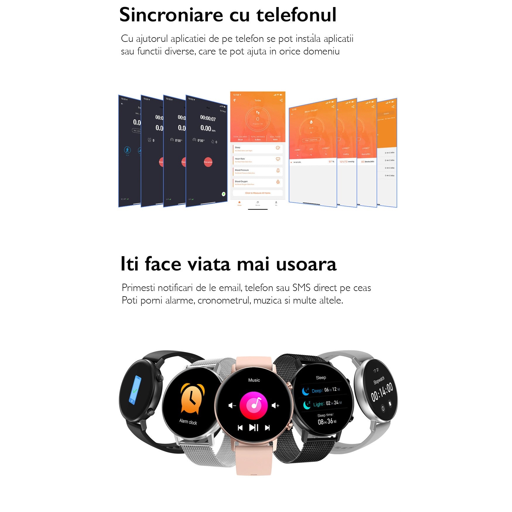 Ceas smartwatch TechONE™ DT96, Auriu