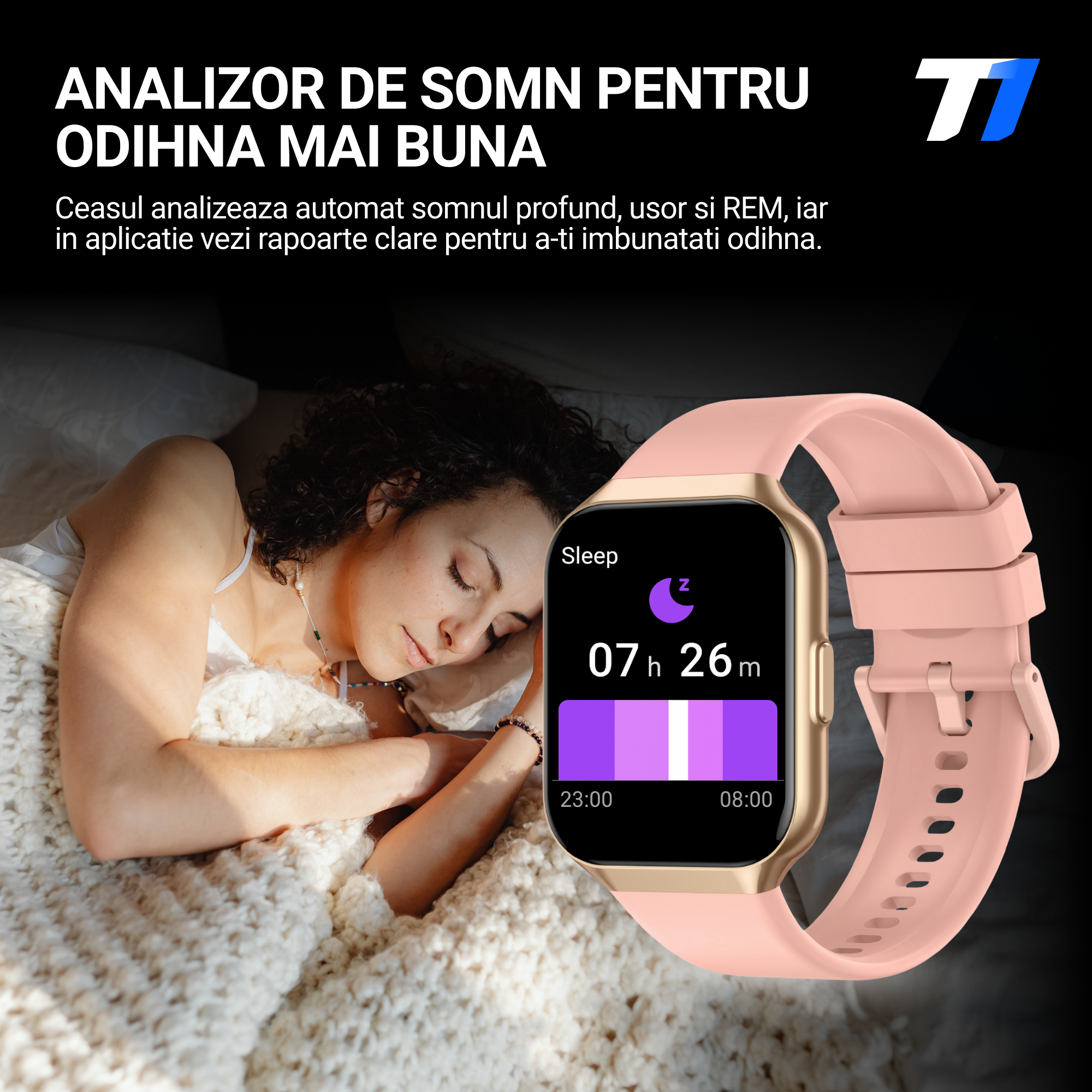 Ceas Smartwatch Femei TechONE VitaSense Pro, Auriu