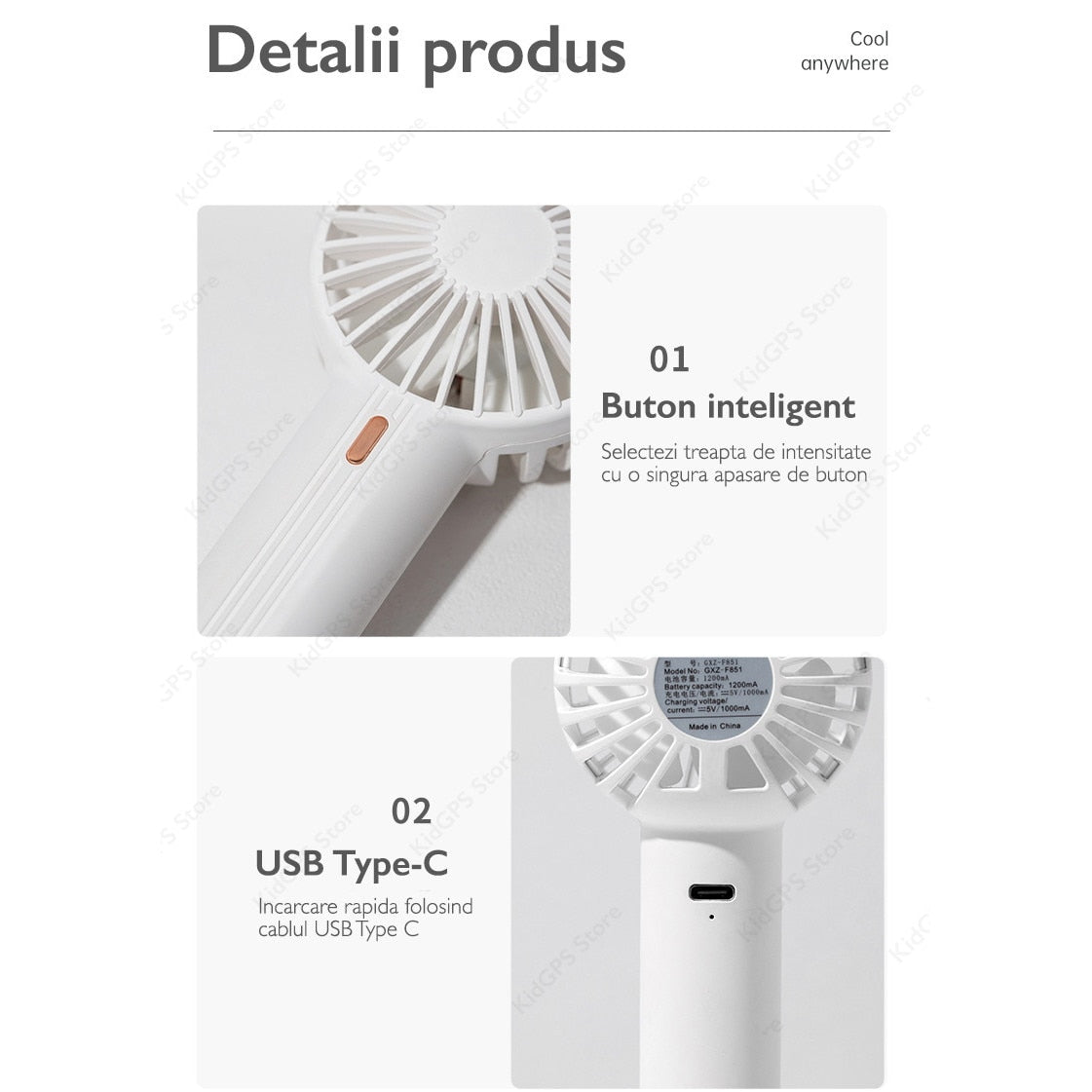 Mini ventilator portabil KD Home® F851