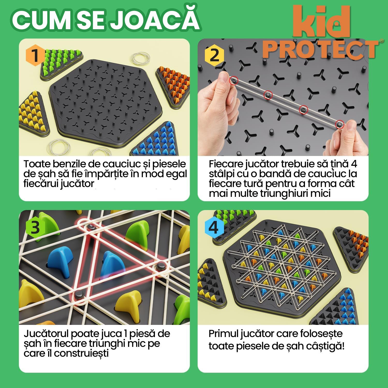 Joc de Masa Tip Sah cu Elastice De Societate KidProtect Geometry War