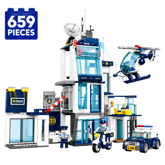 Set de Constructie cu Piese Tip Blocuri Constructie 659 Piese MiniBric Police Station 3926