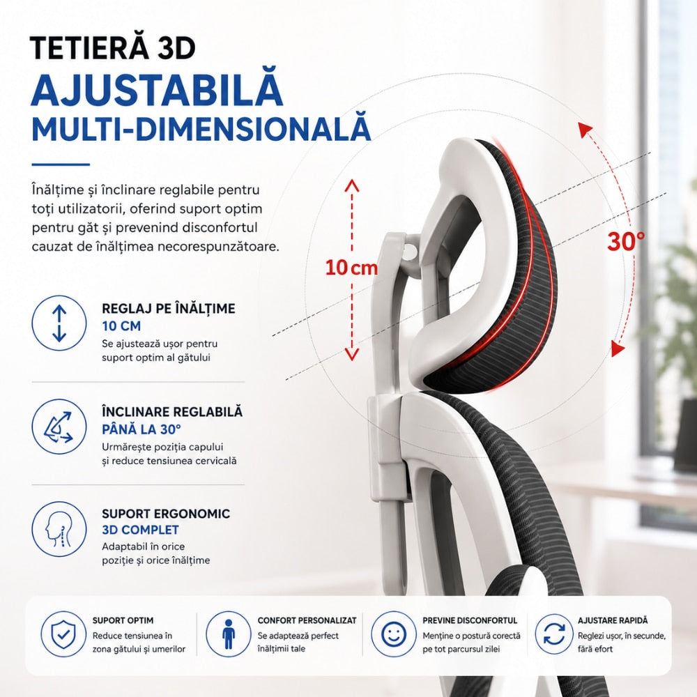 Scaun De Birou Directorial Ergonomic KD Home Ergonex, Negru