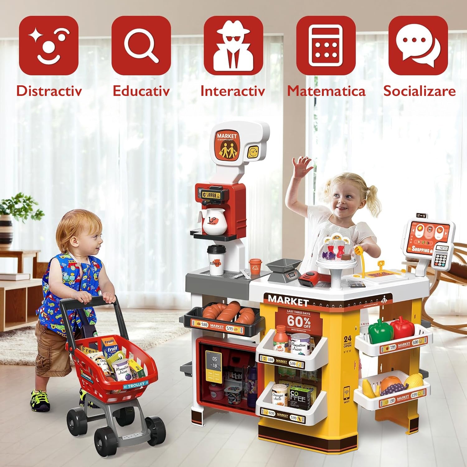 Set de Cumparaturi Tip Supermarket KidProtect MiniMarket Deluxe