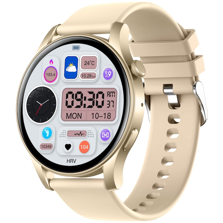 Ceas Smartwatch Femei TechONE® KC88 Fine Life, Gold