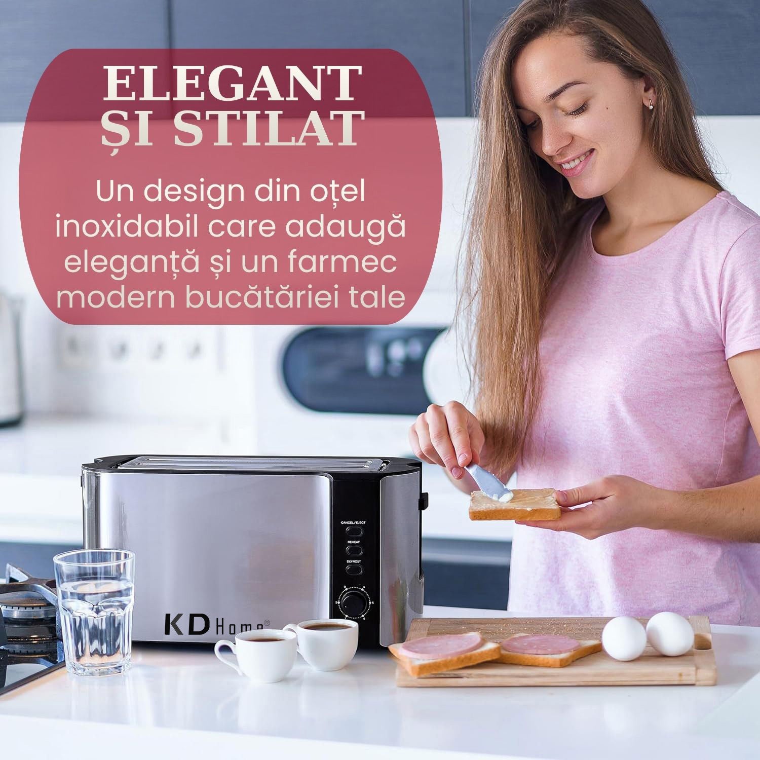 Prajitor de Paine 4 Felii Tip Toaster KD Home ToastElite Quad