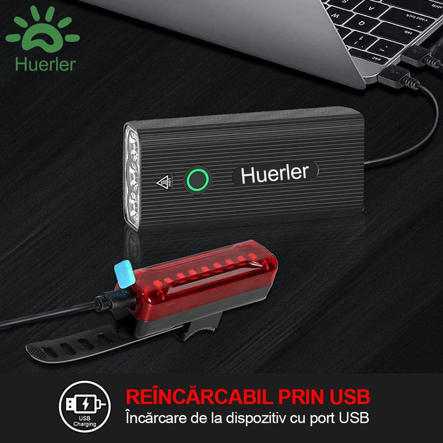 Set Far si Stop Bicicleta, Din Aluminiu, Huerler Vision Pro