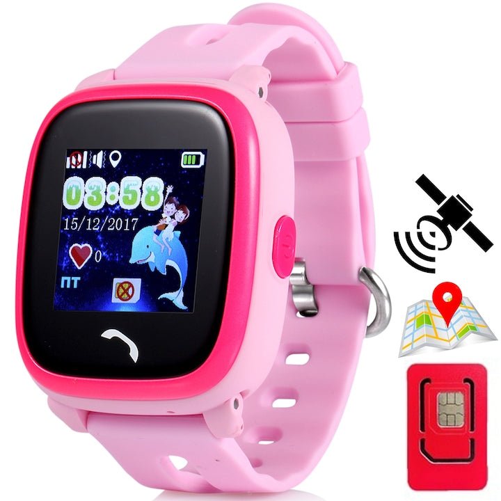 Ceas Smartwatch GPS Copii Cu Localizare Si Telefon Techone® WonderWatch, Roz