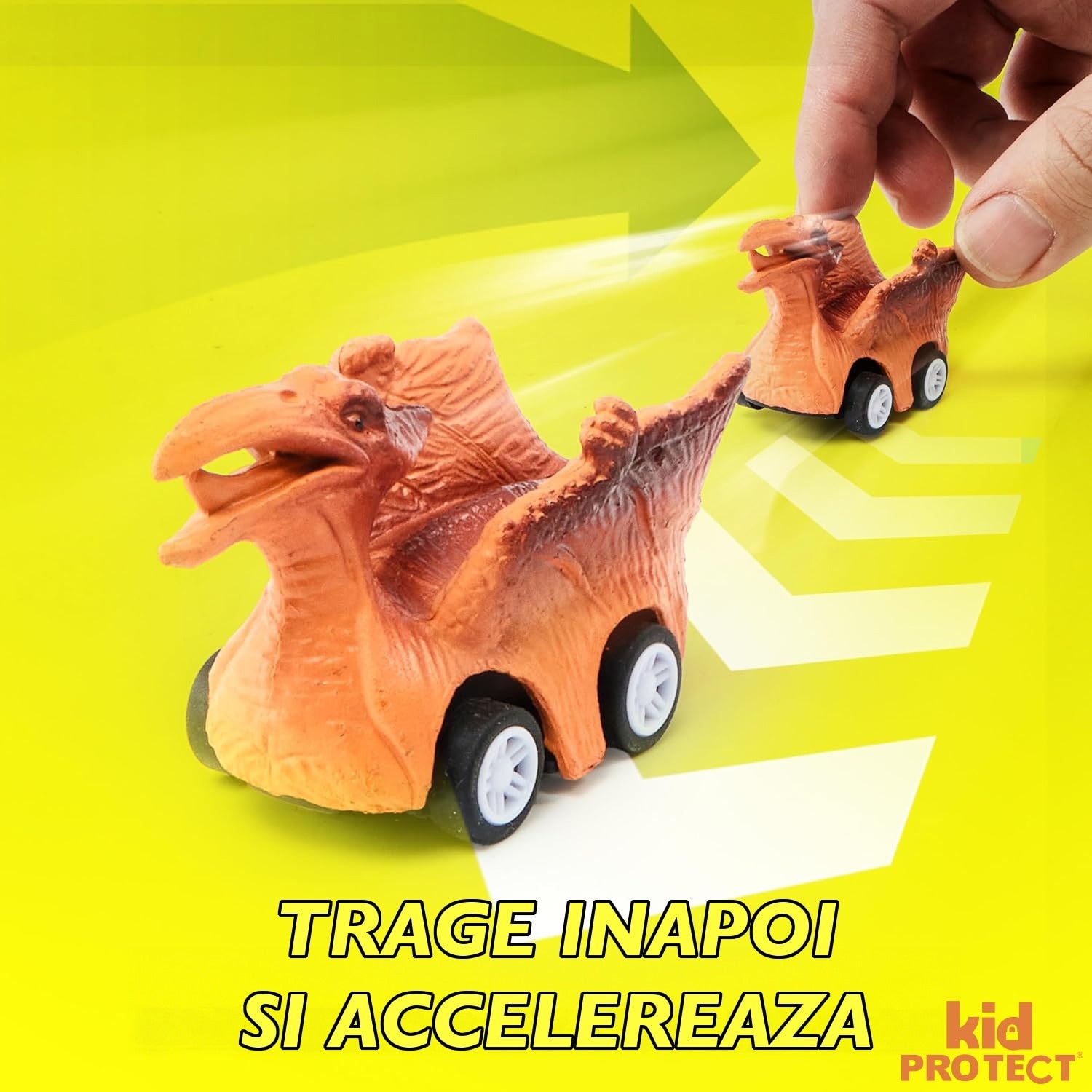 Set Camion Tit De Jucarie Pentru Copii Transport, KidProtect® DinoHaul Car Carrier, 3 ani+