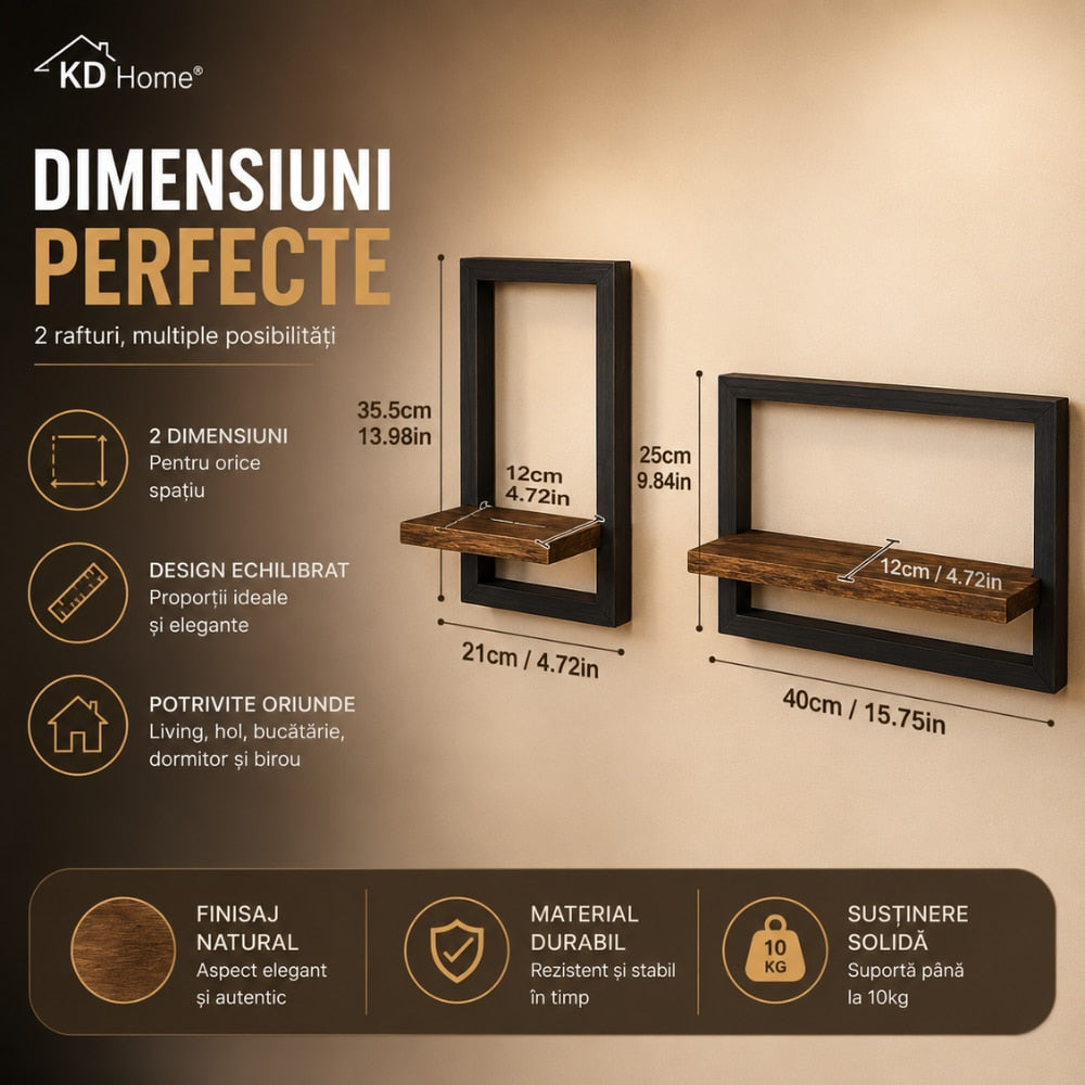 Set 2 Rafturi Din Lemn KD Home WoodCraft