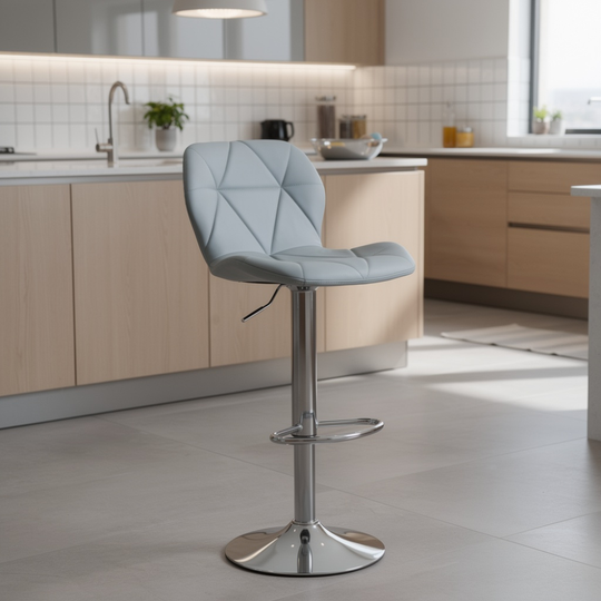 Scaun de Bar Inalt Cu Spatar KD Home® Velvet Rise 360, Gri