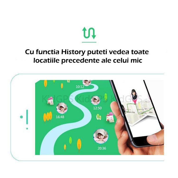 Ceas smartwatch GPS copii Techone™ GW100 Touch, Negru