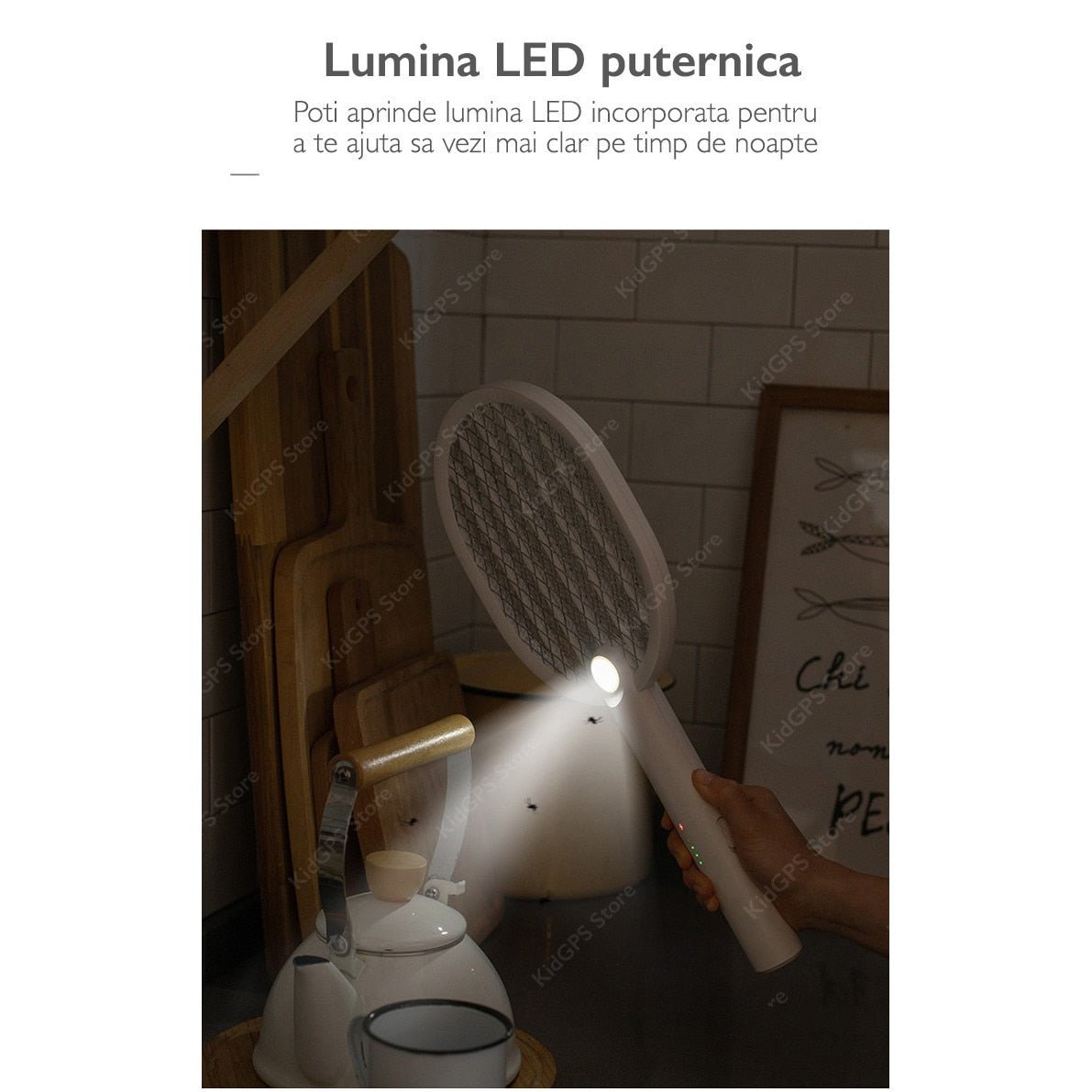 Paleta electrica anti tantari si insecte 2 in 1 Grunluft®, Galben