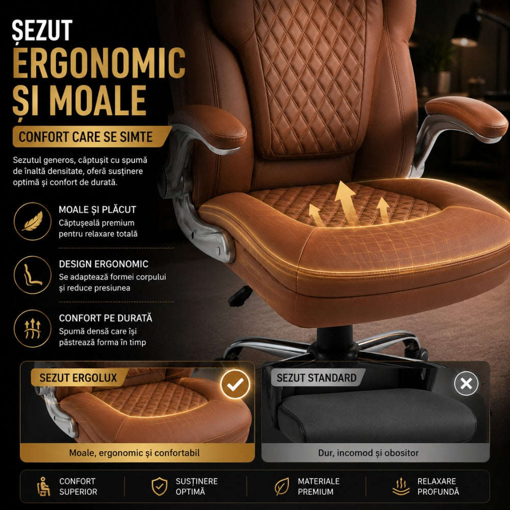 Scaun de Birou Directorial Cu Masaj KD Home Prime Office, Maro
