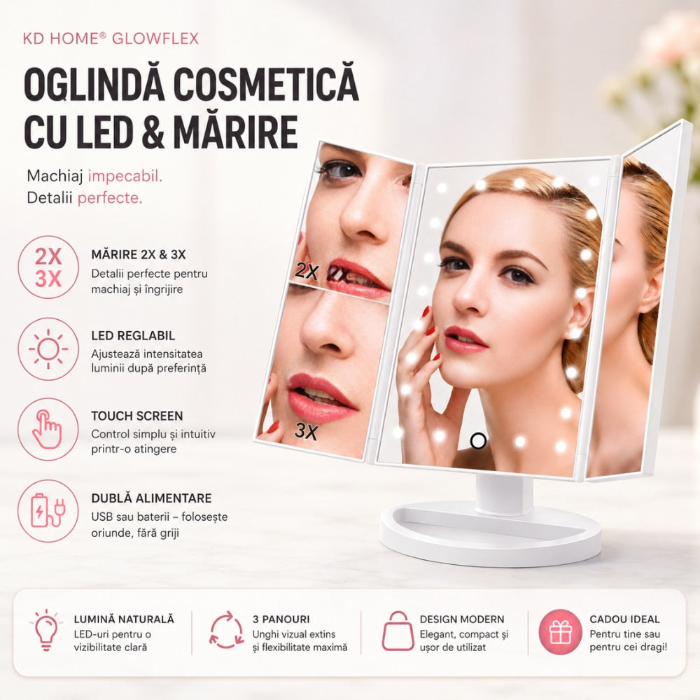 Oglinda Cosmetica Cu Marire Cu Led Pentru Machiaj KD Home GlowFlex