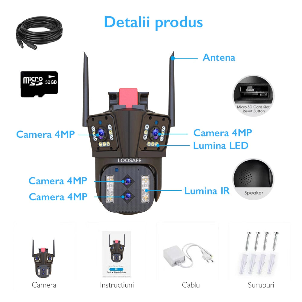 Camera de Supraveghere Cvadrupla WIFI Loosafe® P160 Pro+