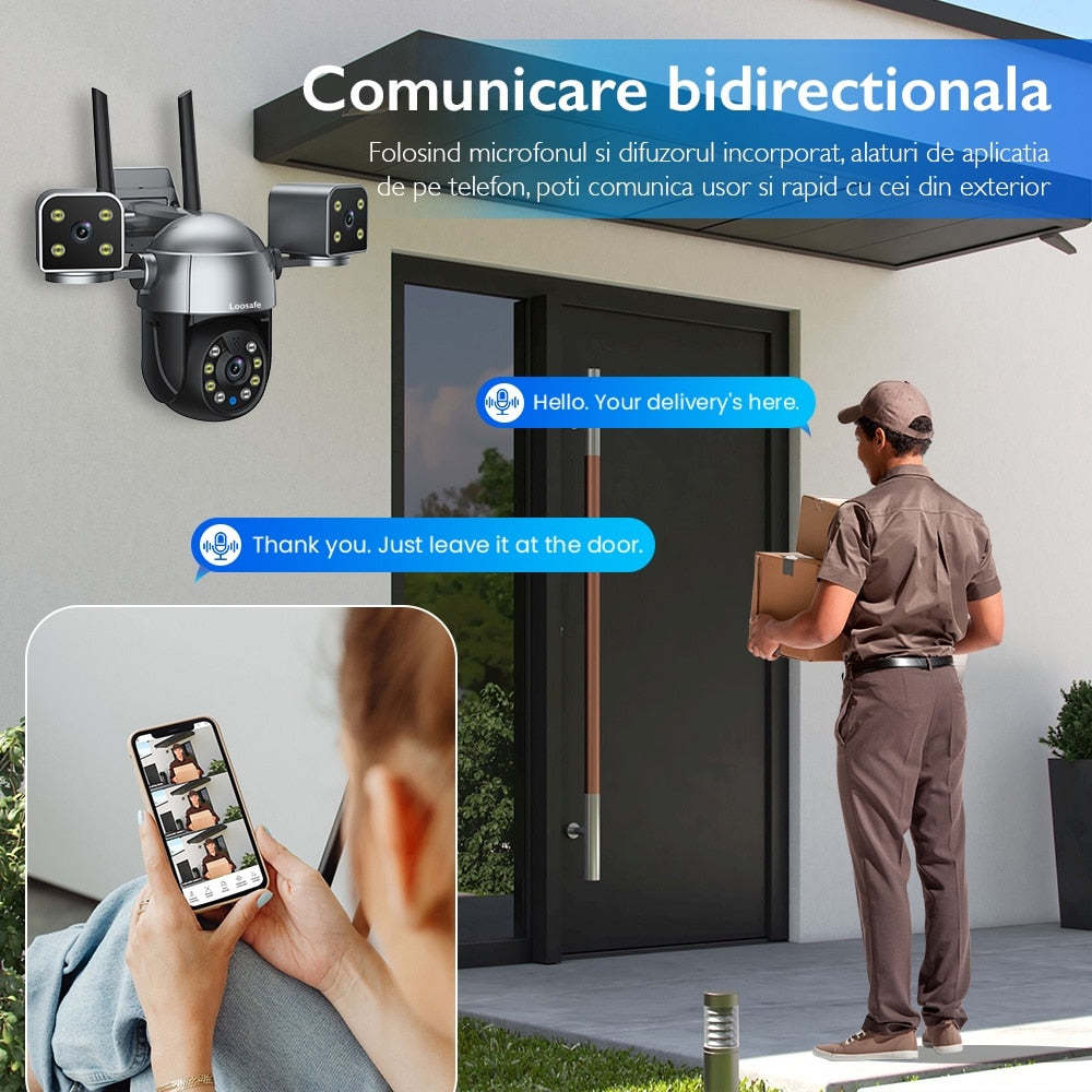 Camera De Supraveghere Video CCTV Tripla WIFI Loosafe® TriShield Cam