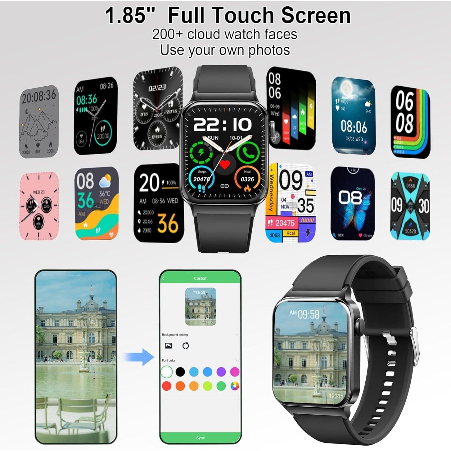 Ceas Smartwatch Barbati TechONE® Zen Wrist,  Negru