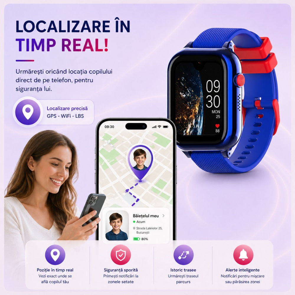 Ceas Smartwatch Copii Si Telefon Techone KT38, Albastru