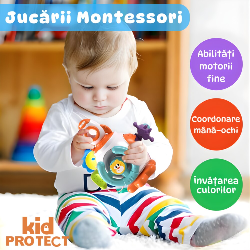 Jucarie Interactiva Bebelusi Montessori KidProtect Astro Cube