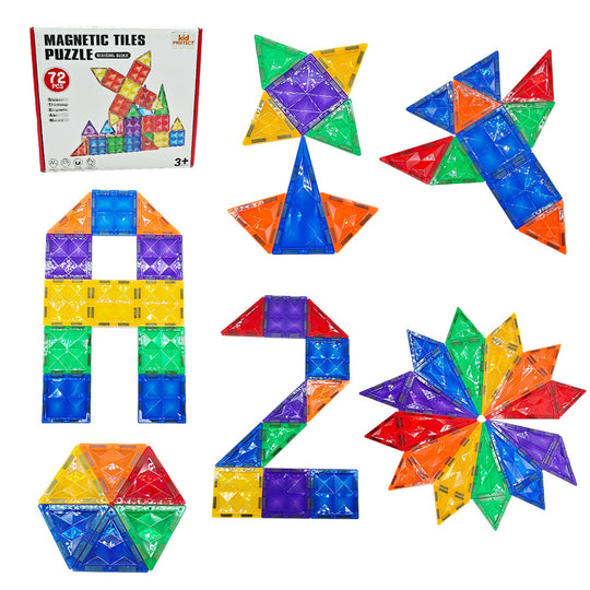Set Constructie Blocuri Magnetice Copii KidProtect Big Tiles Puzzle