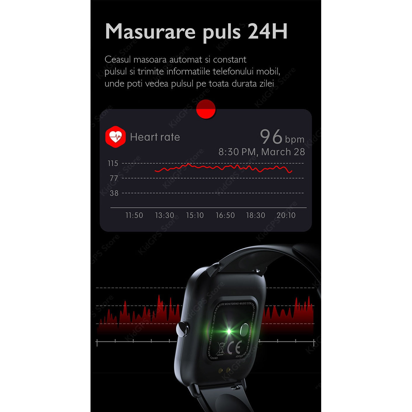 Ceas smartwatch TechONE™ KM04, Roz