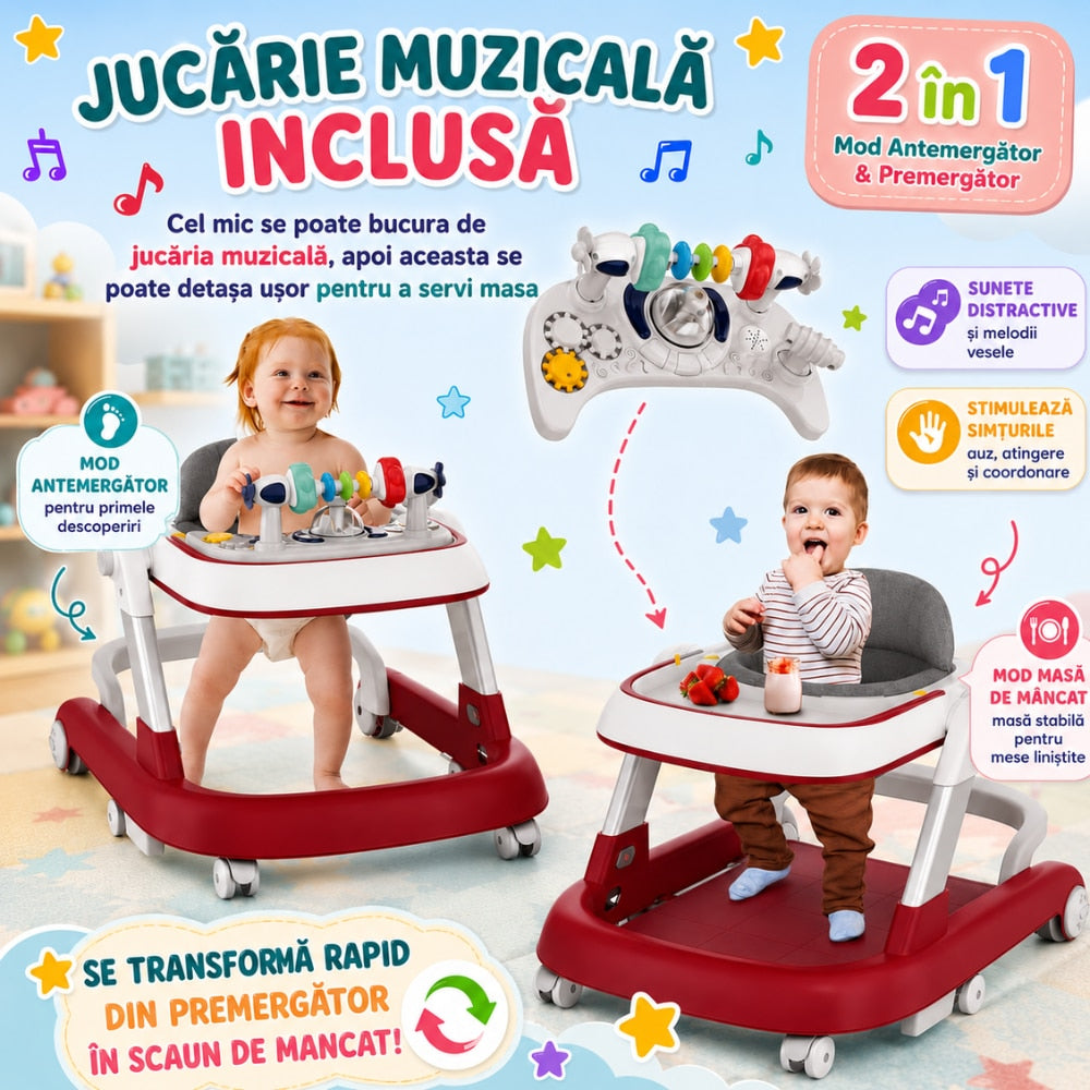 Premergator Copii 2 in 1 Reglabil 6 Trepte KidProtect Little Helper, Rosu