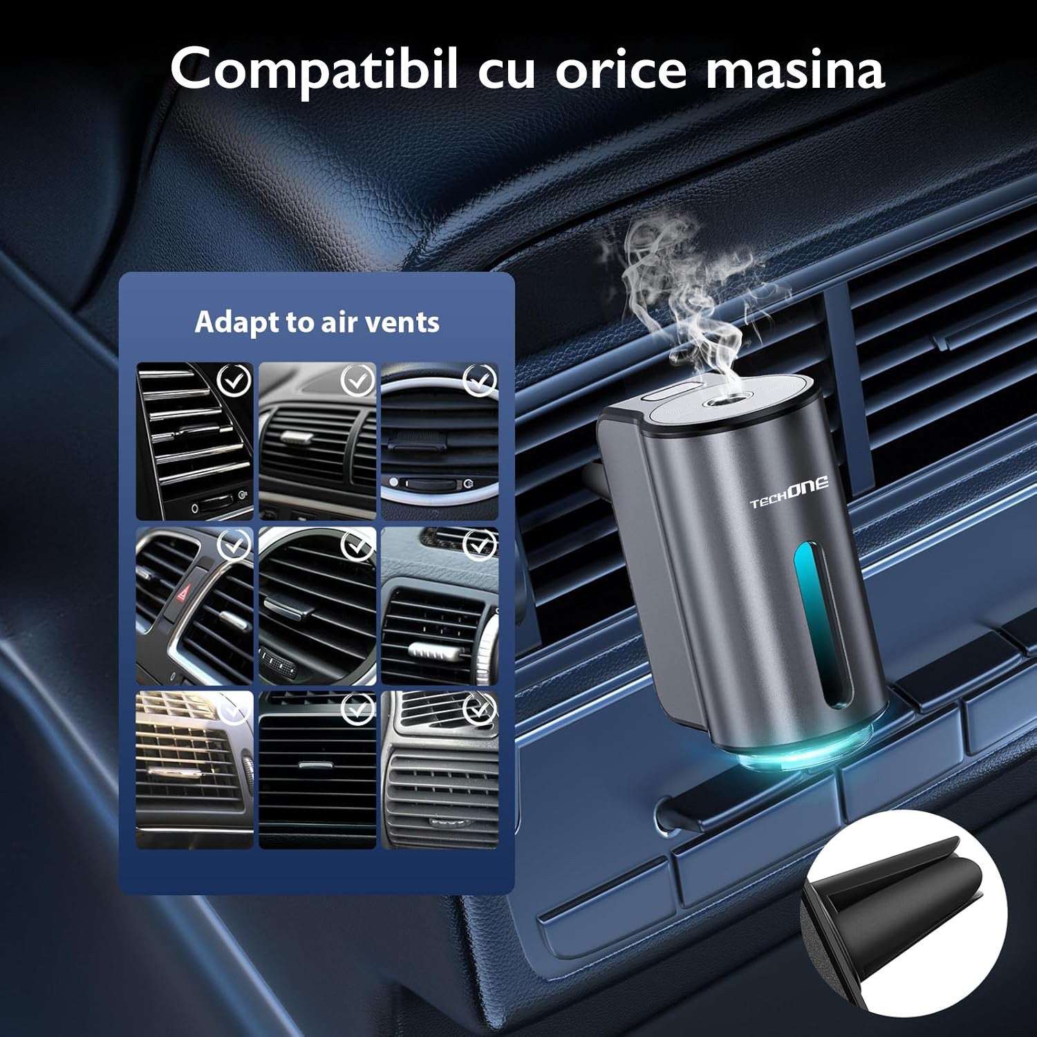 Odorizant Auto Smart Techone® FreshFlow Auto Parfumant, Negru