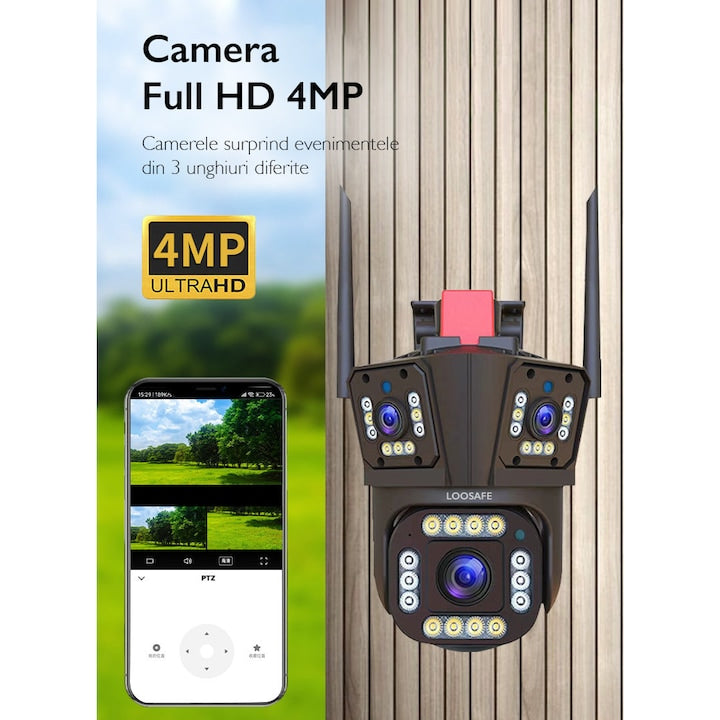 Camera de Supraveghere Tripla WIFI Loosafe® P30 Pro