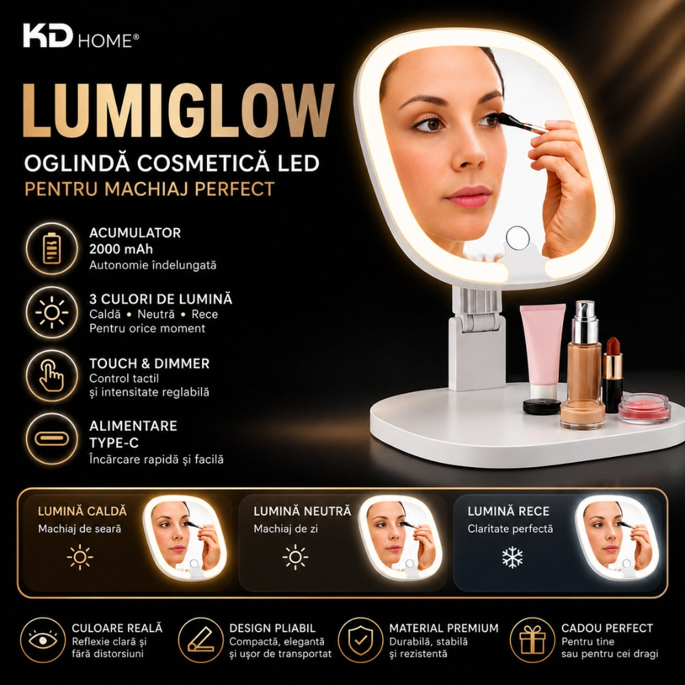 Oglinda Cosmetica Cu Led Pentru Machiaj KD Home LumiGlow