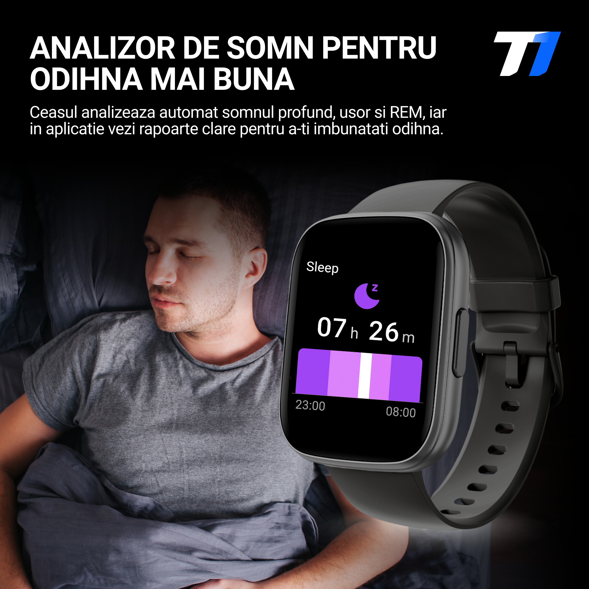 Ceas Smartwatch Barbati TechONE CardioX Elite, Negru