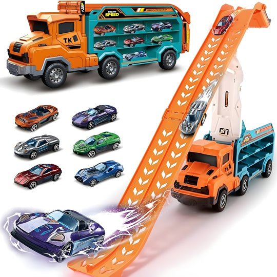 Set Camion Tir De Jucarie Extensibil Lansator Masinute Pentru Copii Transport, KidProtect Rocket Lunch