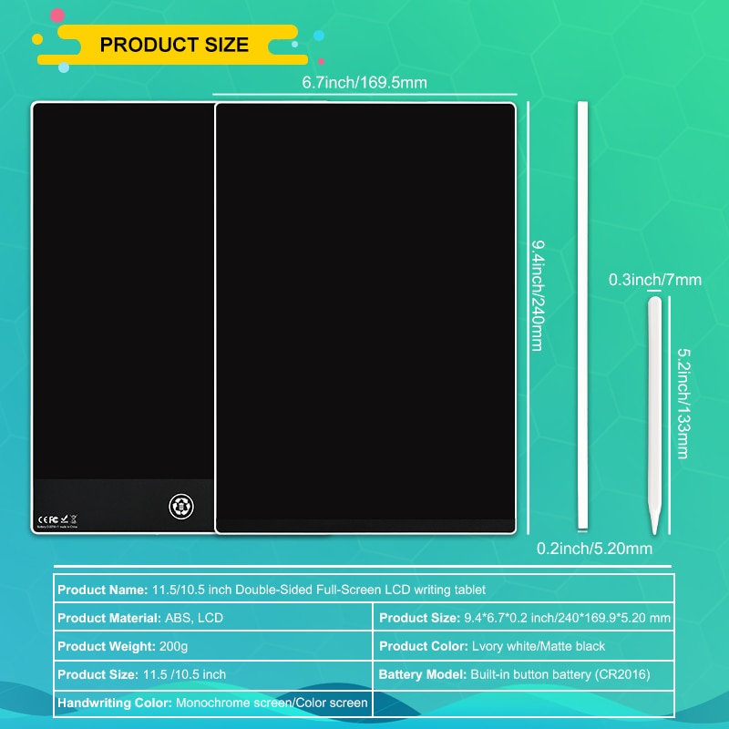 Tableta de scris si desenat color dubla Techone® 115B 9.5 inch
