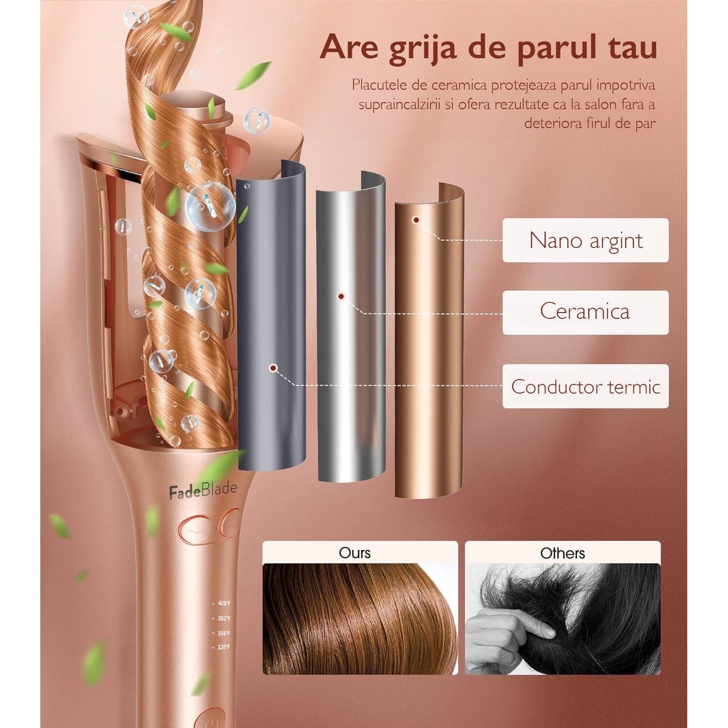 Ondulator Automat Par FadeBlade® CurlMaster Pro, Gold