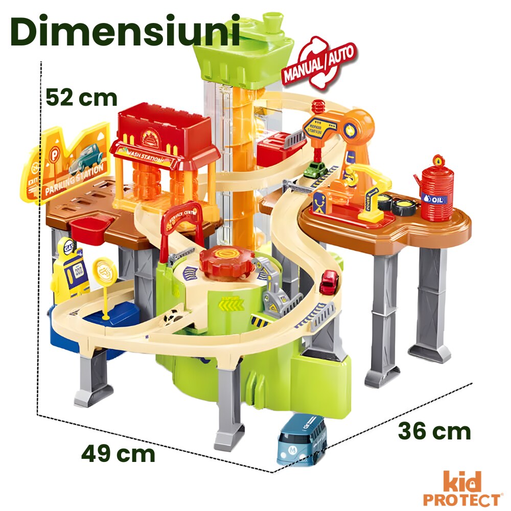 Set Jucarie Interactiva Atelier Auto Pentru Masinute KidProtect Stop Shop