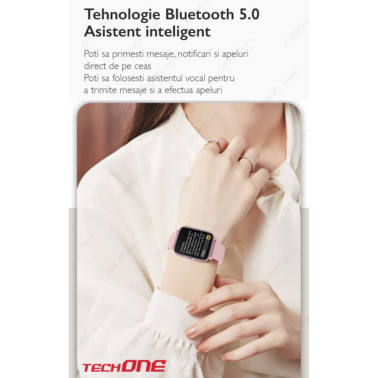 Ceas smartwatch femei TechONE Y22, Auriu
