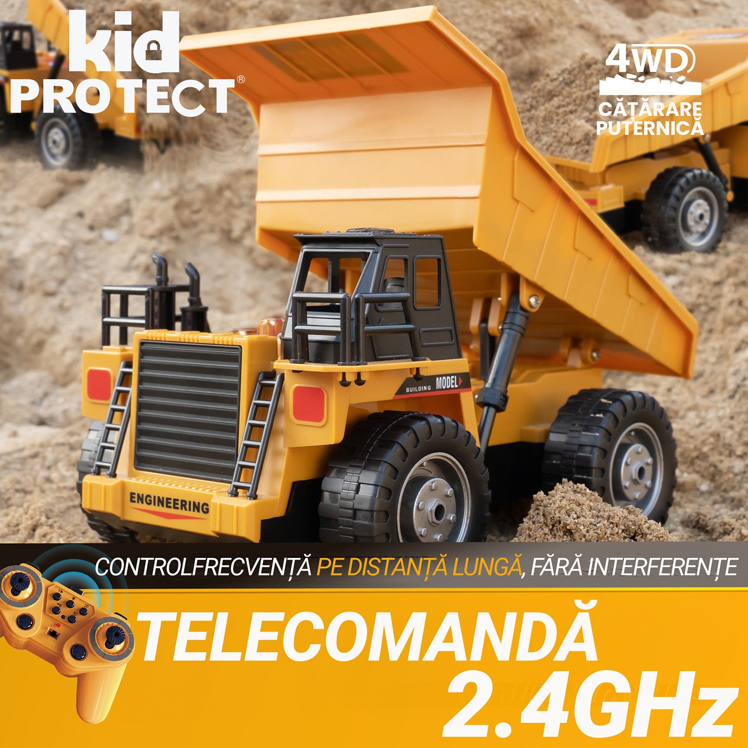 Basculanta Super Realista Cu Telecomanda Pentru Copii KidProtect RockHauler X
