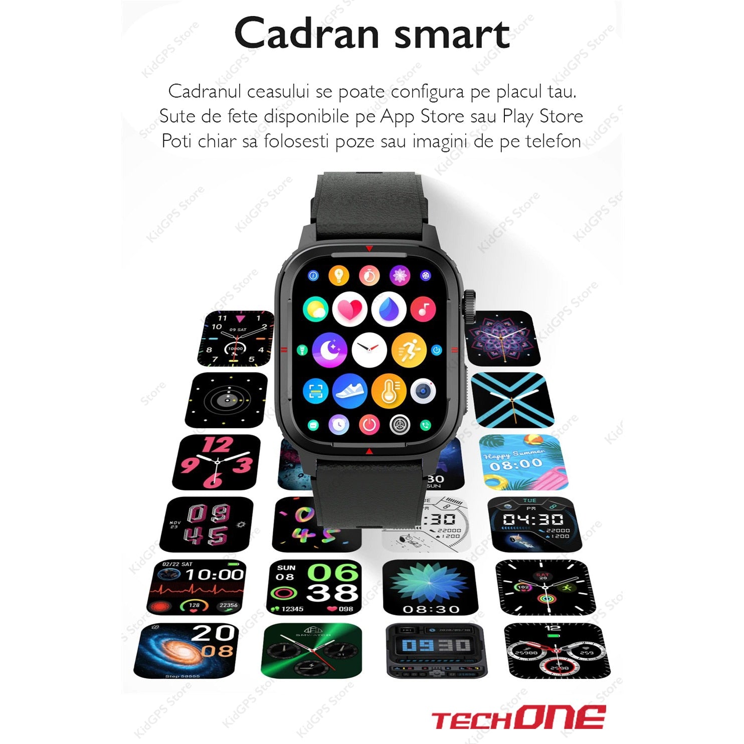 Ceas smartwatch barbati TechONE Q25 GT Runner, Argintiu