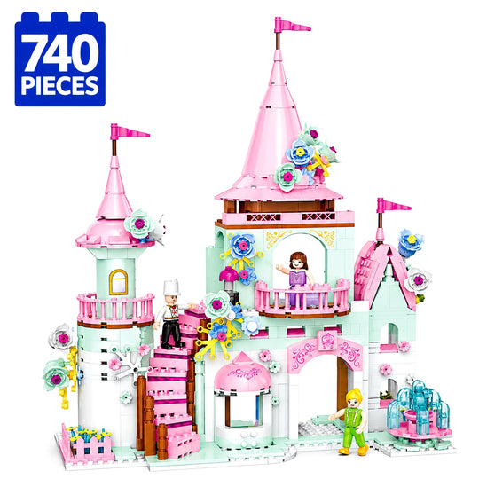 Set de Constructie cu Piese Tip Blocuri Constructie 740 Piese MiniBric Garden Castle 4585