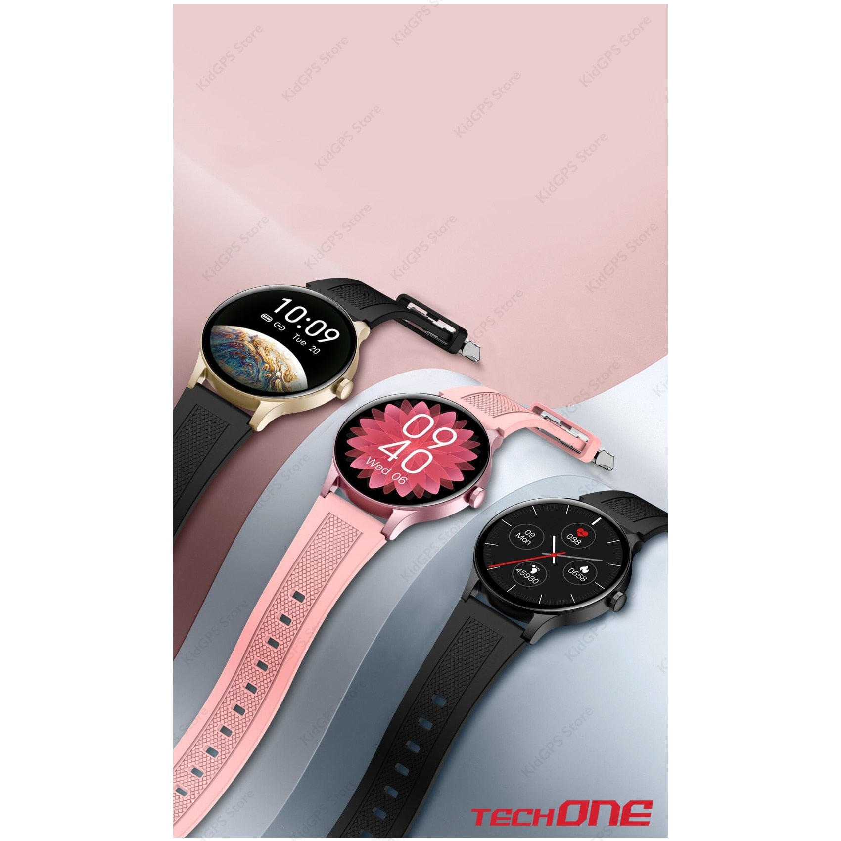 Ceas smartwatch si bratara fitness femei TechONE NY20, Roz