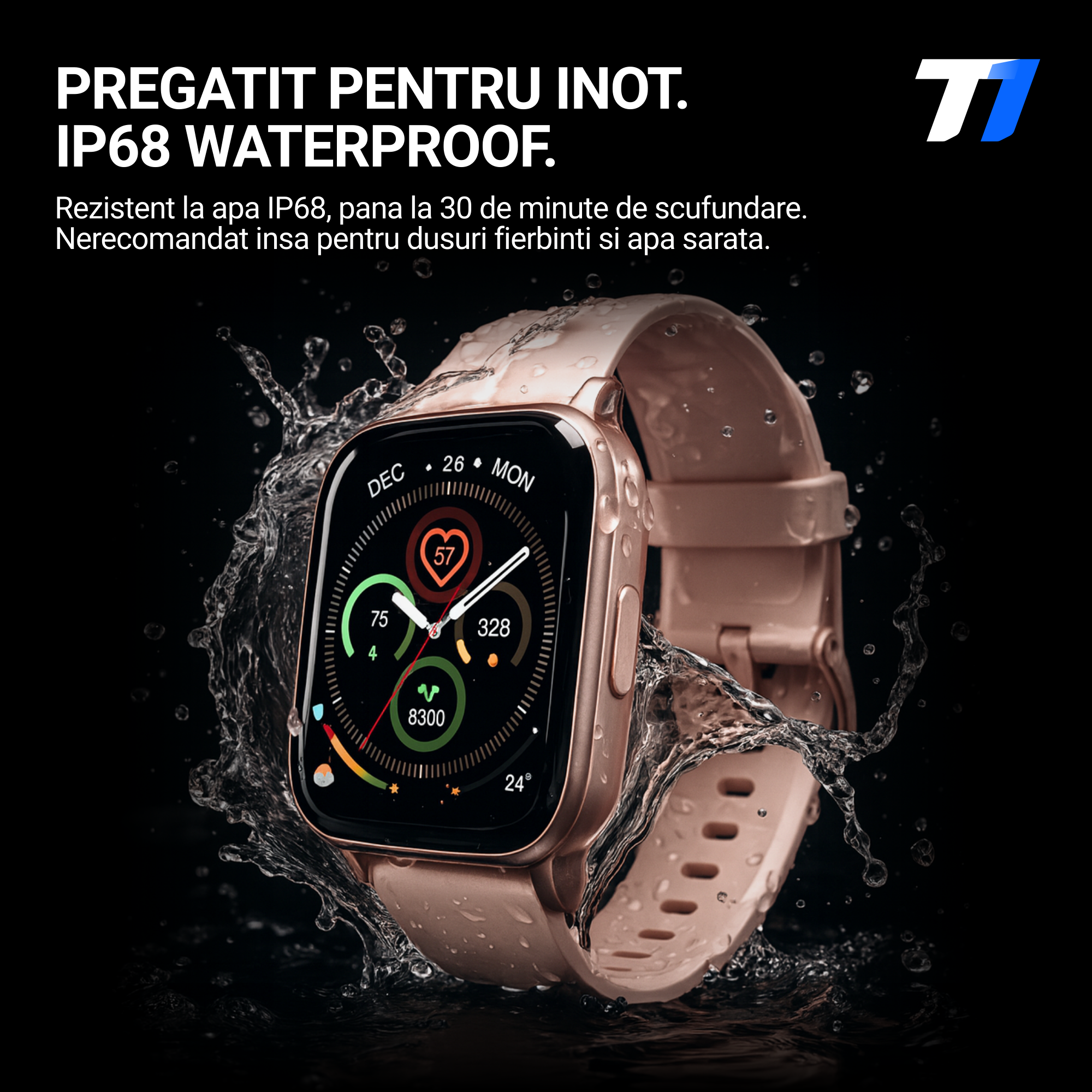 Ceas Smartwatch Femei TechONE CardioX Elite, Auriu