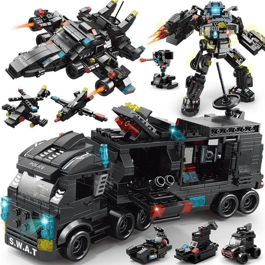 Set de Constructie cu Piese Tip Blocuri Constructie 8 in 1 Minibric City Swat
