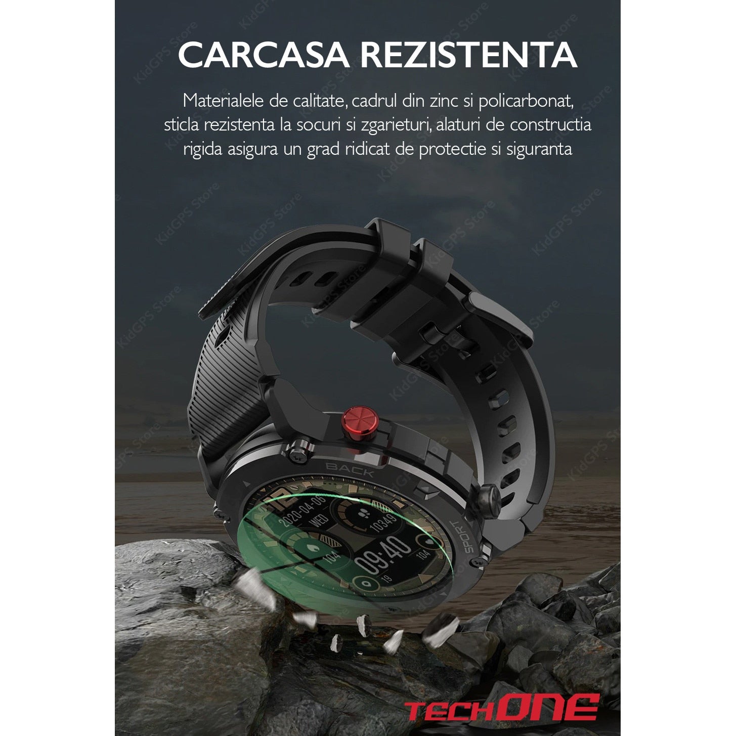 Ceas smartwatch barbati TechONE® C21, Negru