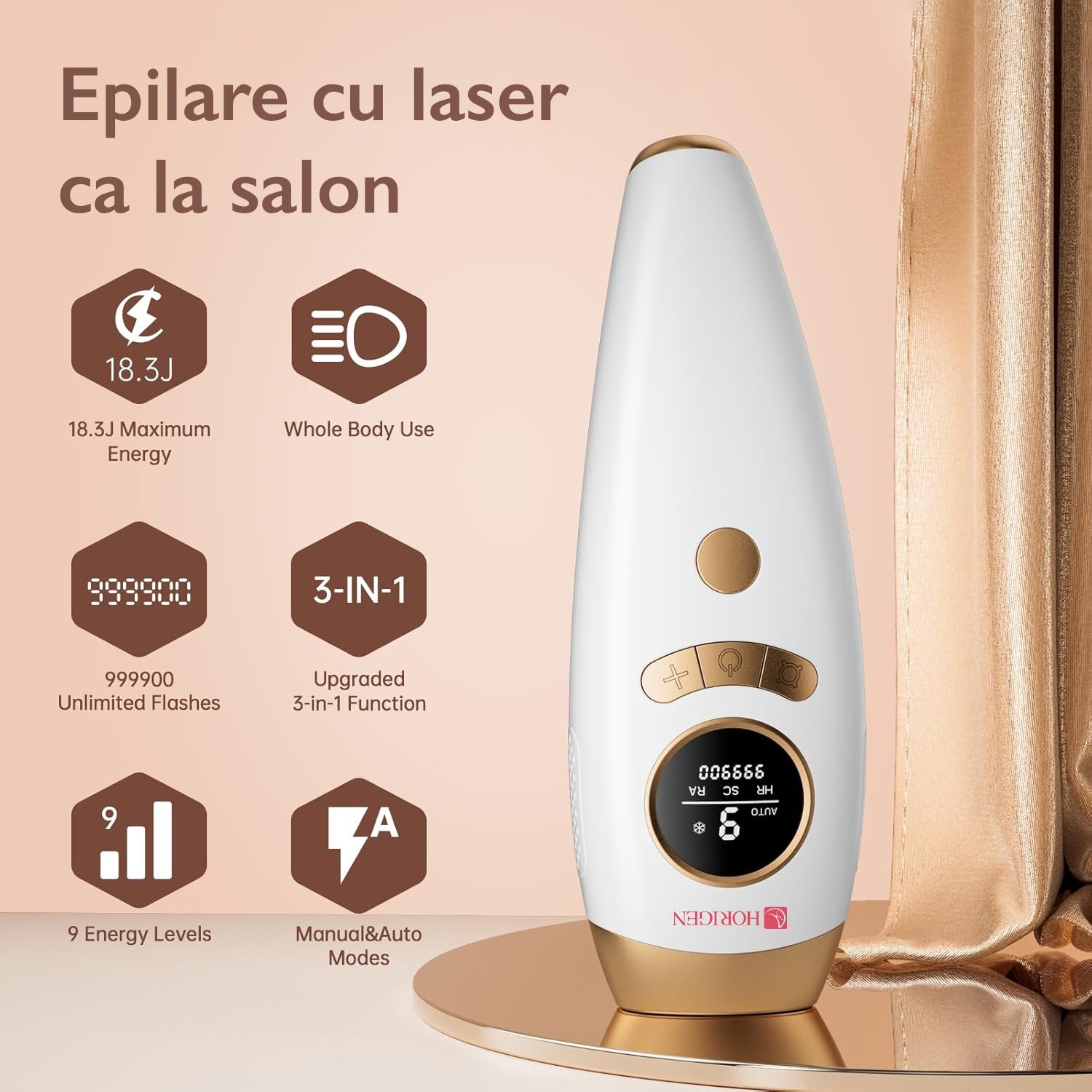 Epilator IPL Horigen® LumiCare Perfection, Alb