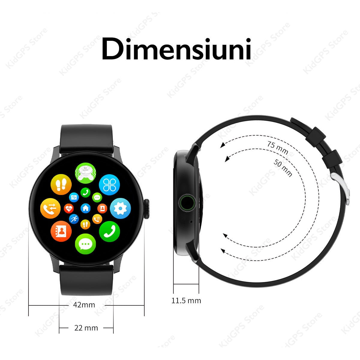 Ceas smartwatch femei TechONE™ DT2, Negru