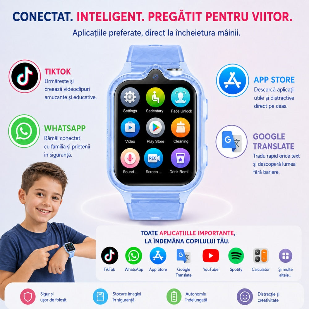 Ceas Smartwatch Copii Si Telefon Techone KT42, Blue
