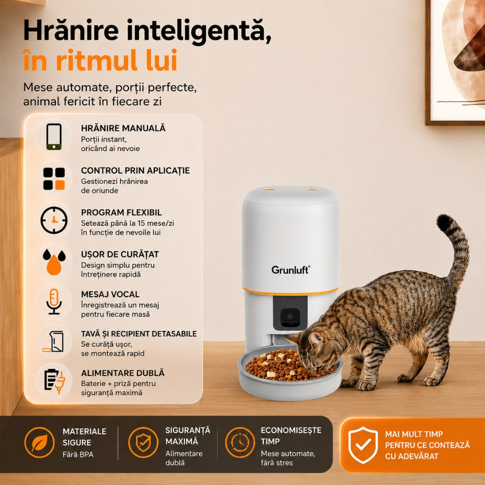 Dozator Mancare Automat Grunluft F05 WiFi