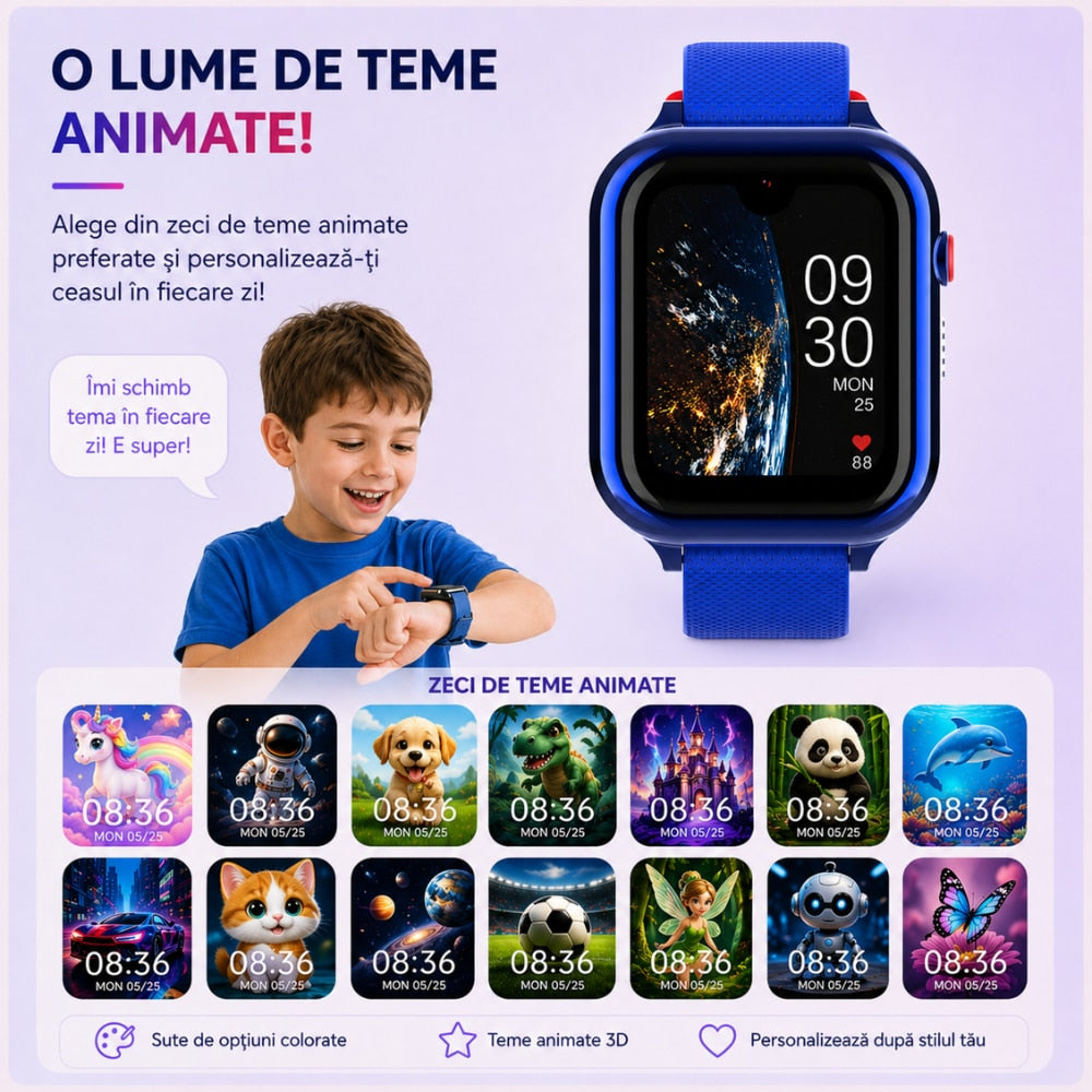Ceas Smartwatch Copii Si Telefon Techone KT38, Albastru