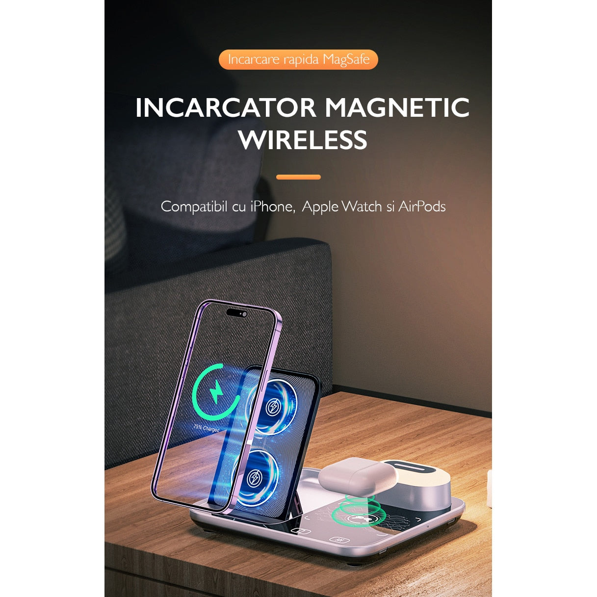 Incarcator Wireless 4 in 1 Universal Loowoko® R12