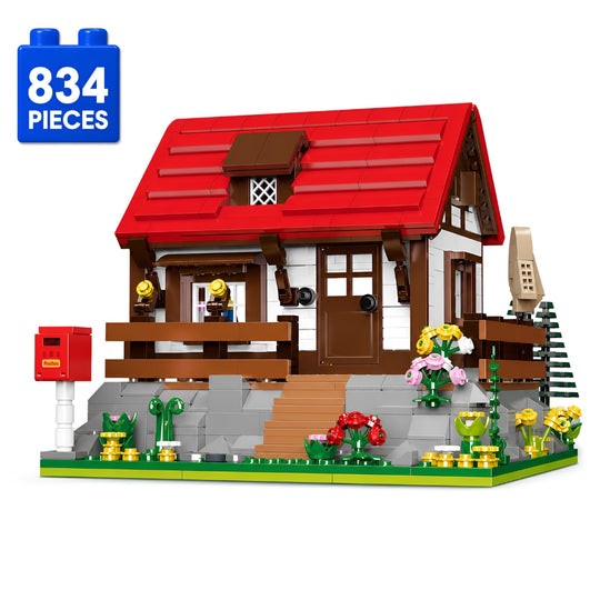 Set de Constructie cu Piese Tip Blocuri Constructie 834 Piese MiniBric Highland Cottage Retreat