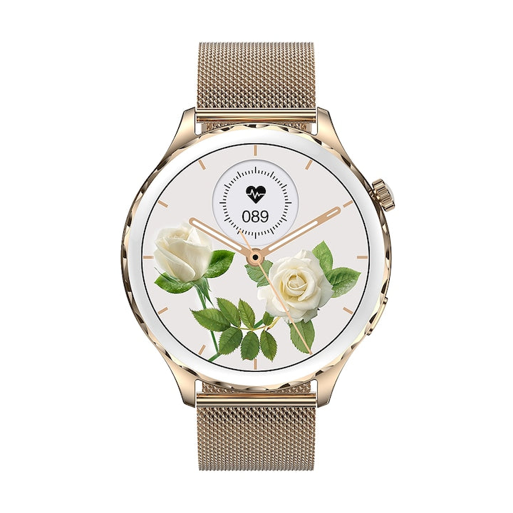 Smartwatch si bratara fitness TechONE® AK43 Diamond, Gold